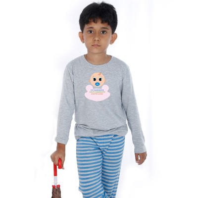 Grey Full Sleeve Boys Pyjama - Baby boo